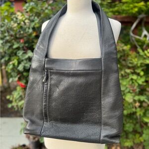 Black Leather Slouchy Shoulder Bag